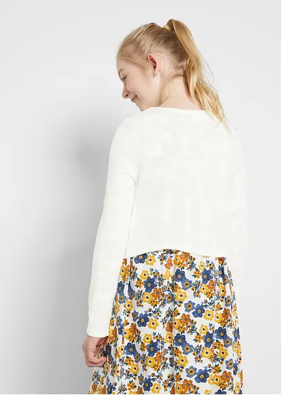 bonprix Schöner Mädchen Bolero mit funkelndem Knopf - weiß Auslauf