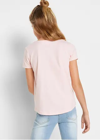 bonprix Tolles Mädchen T-Shirt mit Print - hellgrau meliert + puderrosa Verkauf