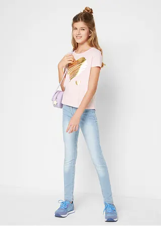 bonprix Tolles Mädchen T-Shirt mit Print - hellgrau meliert + puderrosa Verkauf