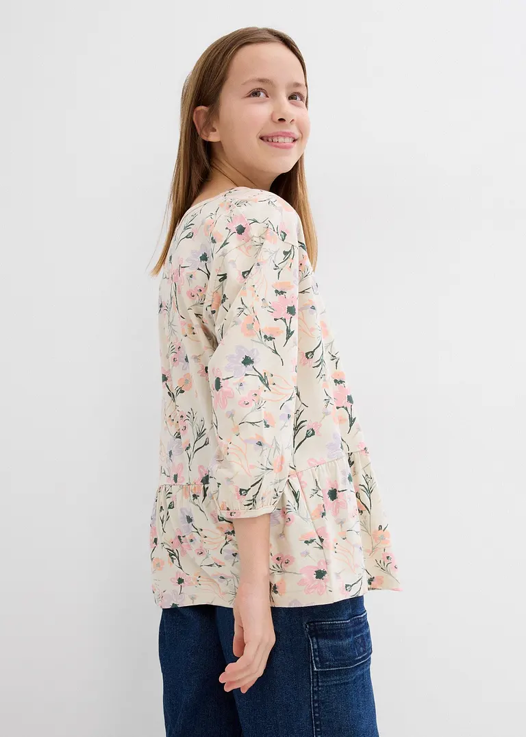 bonprix Süßes Mädchen Shirt mit Volants - beige - Kinder Meist gekauft