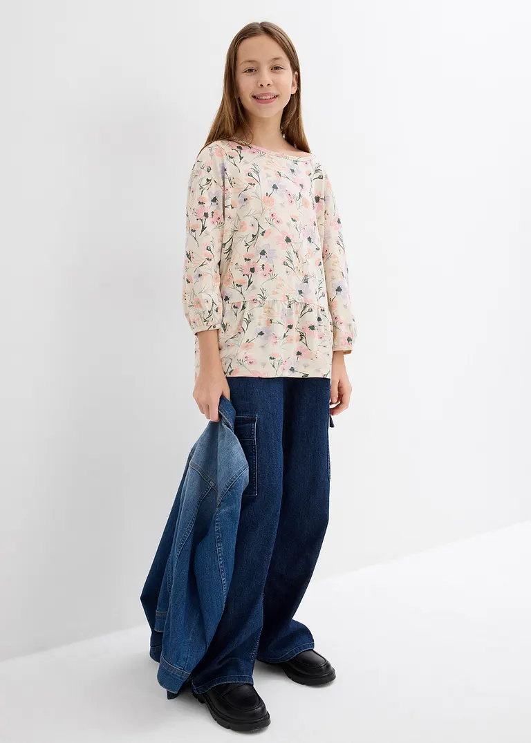 bonprix Süßes Mädchen Shirt mit Volants - beige - Kinder Meist gekauft