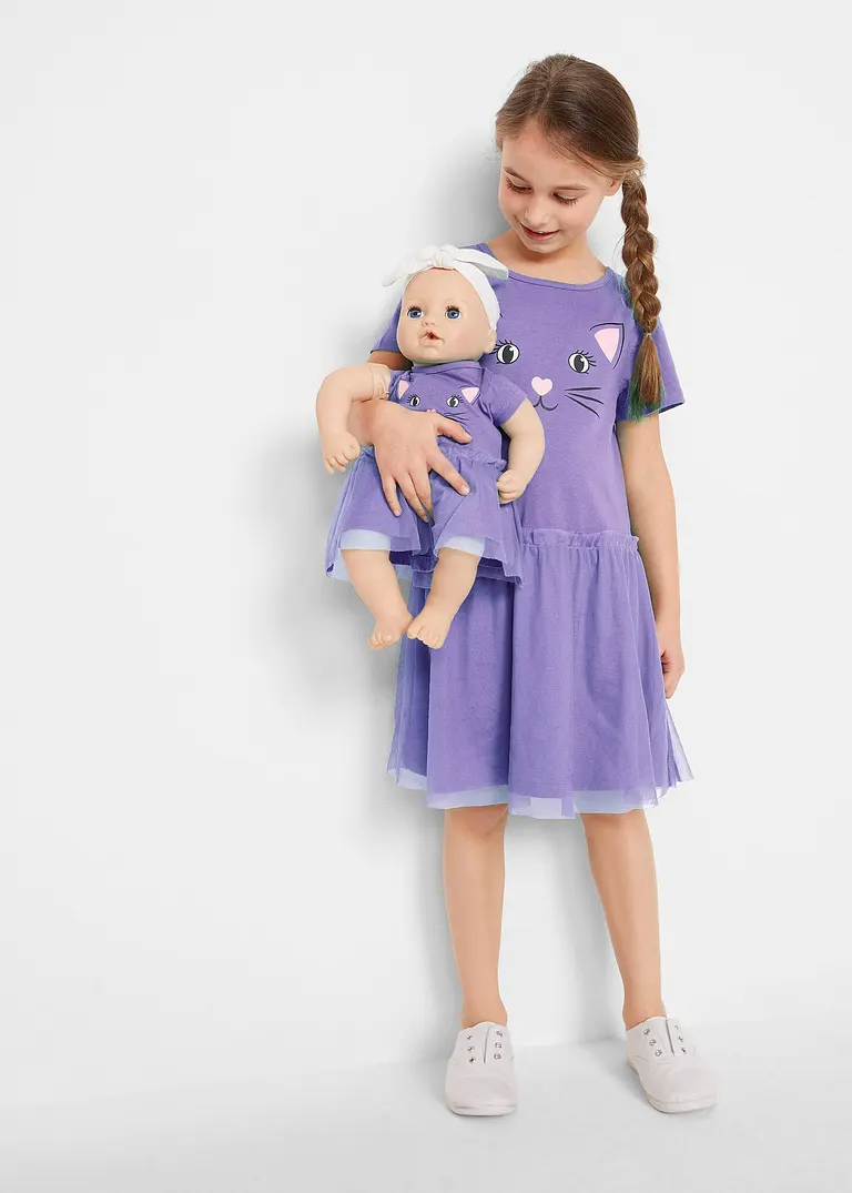 bonprix Set aus Mädchen Kleid und Puppenkleid - lila - Kinder Limitierter Zeitrabatt