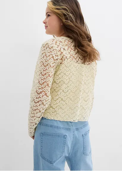 bonprix Verspielte Spitzenbluse mit eingenähtem Jerseytop - natur Rabatt