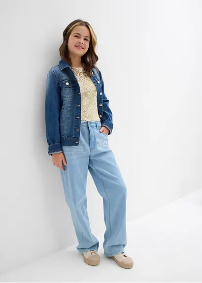 bonprix Verspielte Spitzenbluse mit eingenähtem Jerseytop - natur Rabatt