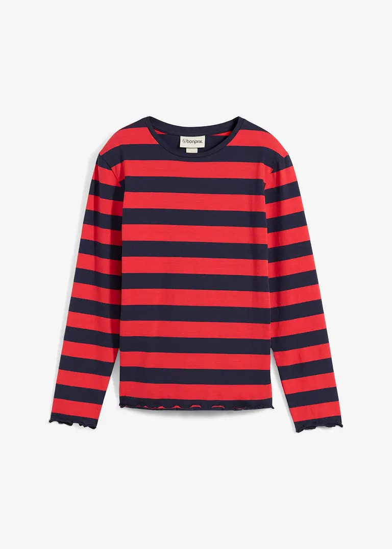 bonprix Mädchen Langarmshirt in Slim Fit aus Bio-Baumwolle - rot