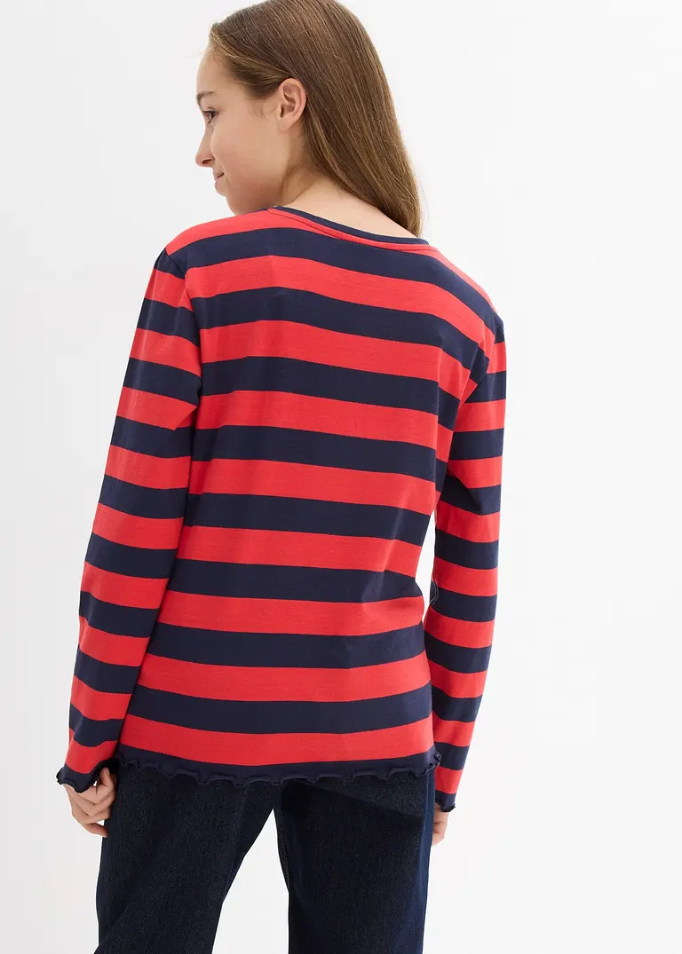bonprix Mädchen Langarmshirt in Slim Fit aus Bio-Baumwolle - rot Flash Sale
