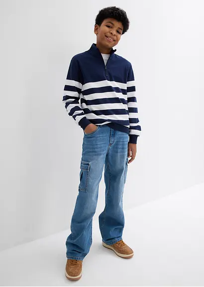 bonprix Angesagte Jungen Cargo-Jeans mit 6 Taschen - blau Saisonschlussverkauf