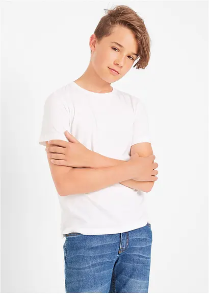 bonprix Jungen Basic T-Shirt mit Rundhalsausschnitt - Kinder Vatertagsangebot