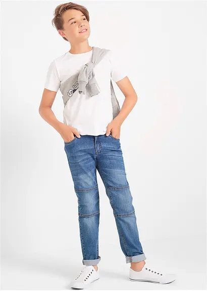 bonprix Jungen Basic T-Shirt mit Rundhalsausschnitt - Kinder Vatertagsangebot