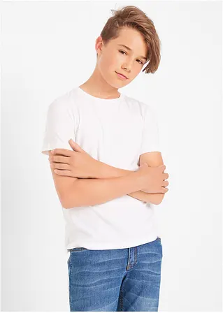 bonprix Jungen Basic T-Shirt mit Rundhalsausschnitt - weiß+dunkelblau+rot Valentinstagsangebot