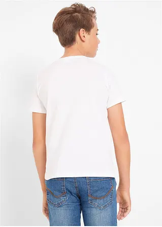 bonprix Jungen Basic T-Shirt mit Rundhalsausschnitt - weiß+dunkelblau+rot Valentinstagsangebot