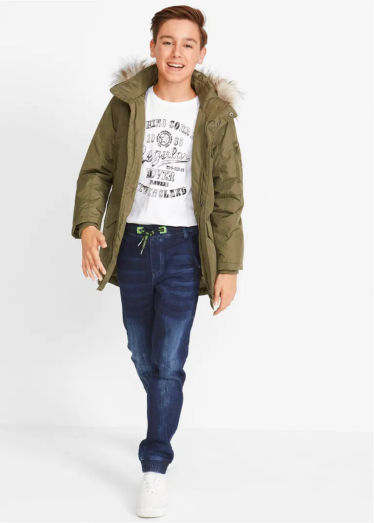 bonprix Coole Jungen Sweatjeans mit neonfarbenen Details am Bindeband Lagerräumung