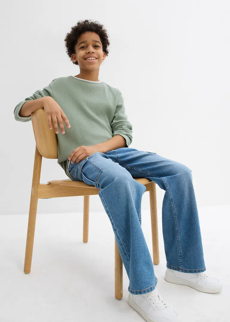 bonprix Schönes Jungen Langarmshirt in 2 in 1 Optik mit Rundhalsausschnitt Exklusive Angebote