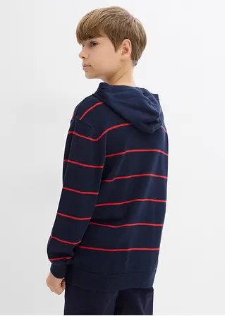 bonprix Jungen Streifenpullover mit Kapuze - blau - Kinder Räumungsverkauf