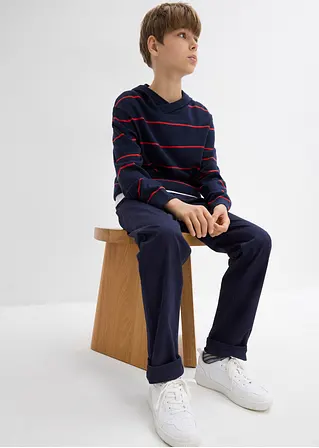 bonprix Jungen Streifenpullover mit Kapuze - blau - Kinder Räumungsverkauf