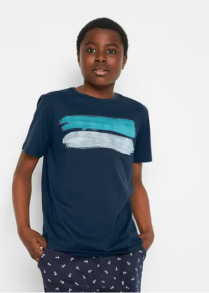 bonprix T-Shirt mit abstraktem Print - blau - Kinder Riesige Ersparnisse