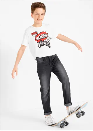bonprix Schmale Jungen Jeans mit leichter Waschung - schwarz Tiefpreis