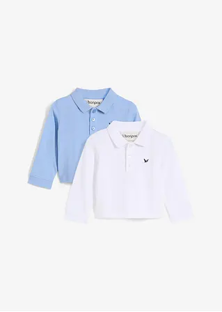 bonprix Praktisches Langarm-Poloshirt im 2er-Pack aus weichem Baumwollpikee Letzte 3 Tage