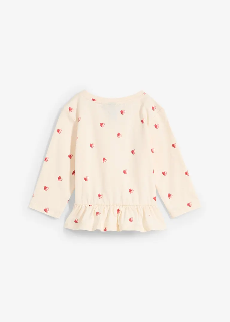 bonprix Verspieltes Baby-Bio-Baumwollshirt mit Herzchen - beige Zeitbegrenzte Promotion