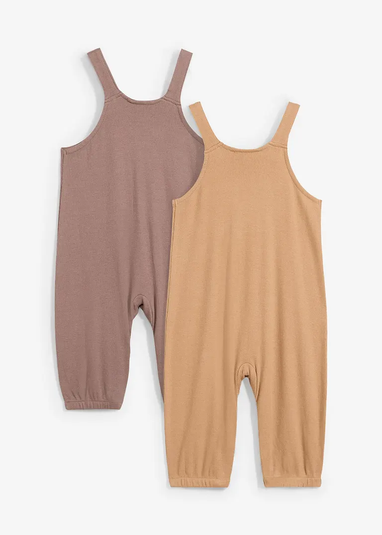 bonprix Süße Latzhosen-Packung mit Knöpfen im Schritt - mittelbraun+camel Bis zu 50% Rabatt