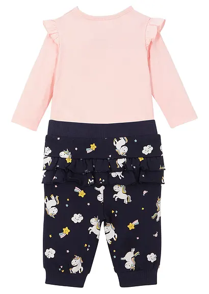 bonprix Niedliches Set mit buntem Print - puderrosa + dunkelblau bedruckt Clearance-Verkauf