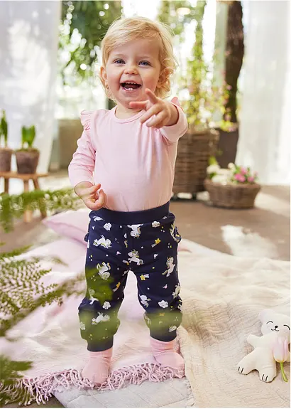 bonprix Niedliches Set mit buntem Print - puderrosa + dunkelblau bedruckt Clearance-Verkauf