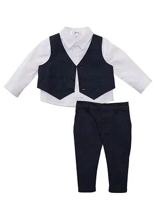 bonprix Festliches Set im klassischen Anzug-Stil - weiß/dunkelblau Im Verkauf