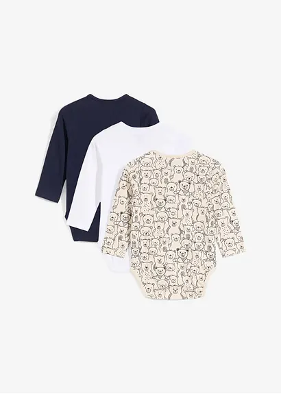 bonprix 3er Packung Baby Bodies mit Knöpfen an der Schulter und im Schritt Outlet