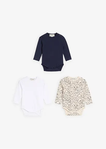 bonprix 3er Packung Baby Bodies mit Knöpfen an der Schulter und im Schritt Outlet