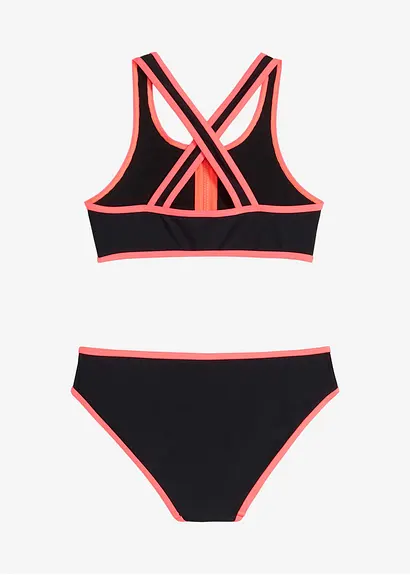 bonprix Sportlicher Bikini mit Reißverschluss Detail und Säumen in Kontrastfarbe Blitzverkäufe