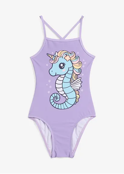 bonprix Niedlicher Badeanzug mit coolen überkreuzten Trägern. - lila Fabrik Onlineshop