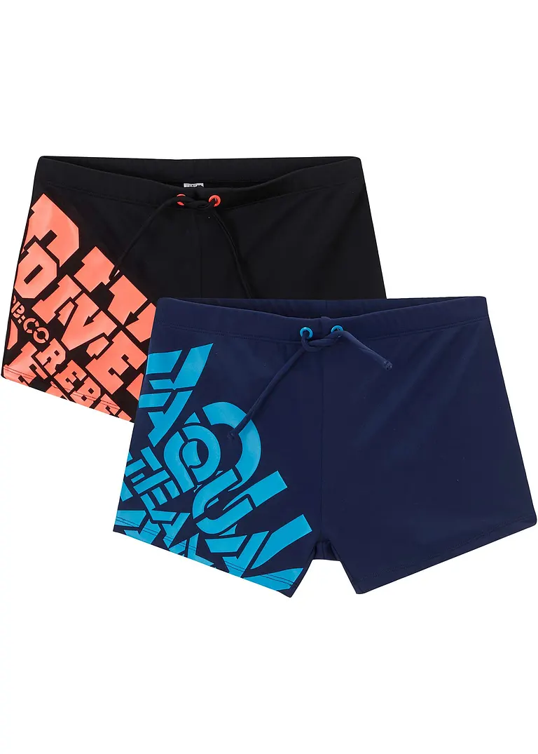 bonprix Tolle Badehose mit Print im 2er Pack - dunkelblau/schwarz Großer Ausverkauf