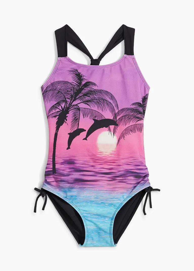 bonprix Mädchen Badeanzug mit tollem Sommer Print - bunt Black Friday