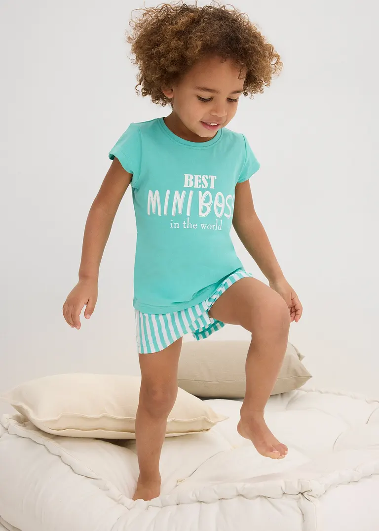 bonprix Bequemer Kinder Shorty (2-tlg. Set) - pazifikgrün/weiß gestreift Jubiläumsangebot