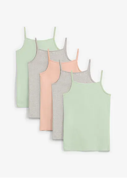 bonprix Klassisches Unterhemd mit Bio-Baumwolle (5er Pack) und Spagettiträgern Top Angebot