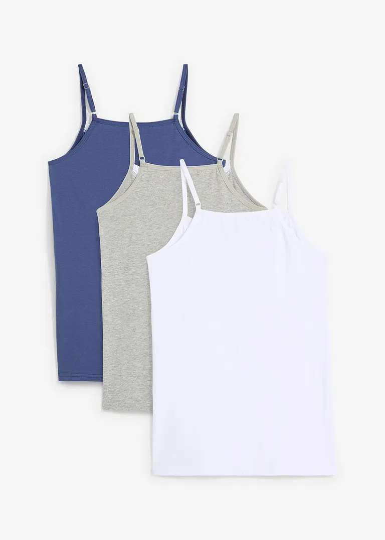 bonprix Schönes Top (3er Pack) mit verstellbaren Trägern und schöner Spitze am Ausschnitt Sonderangebote