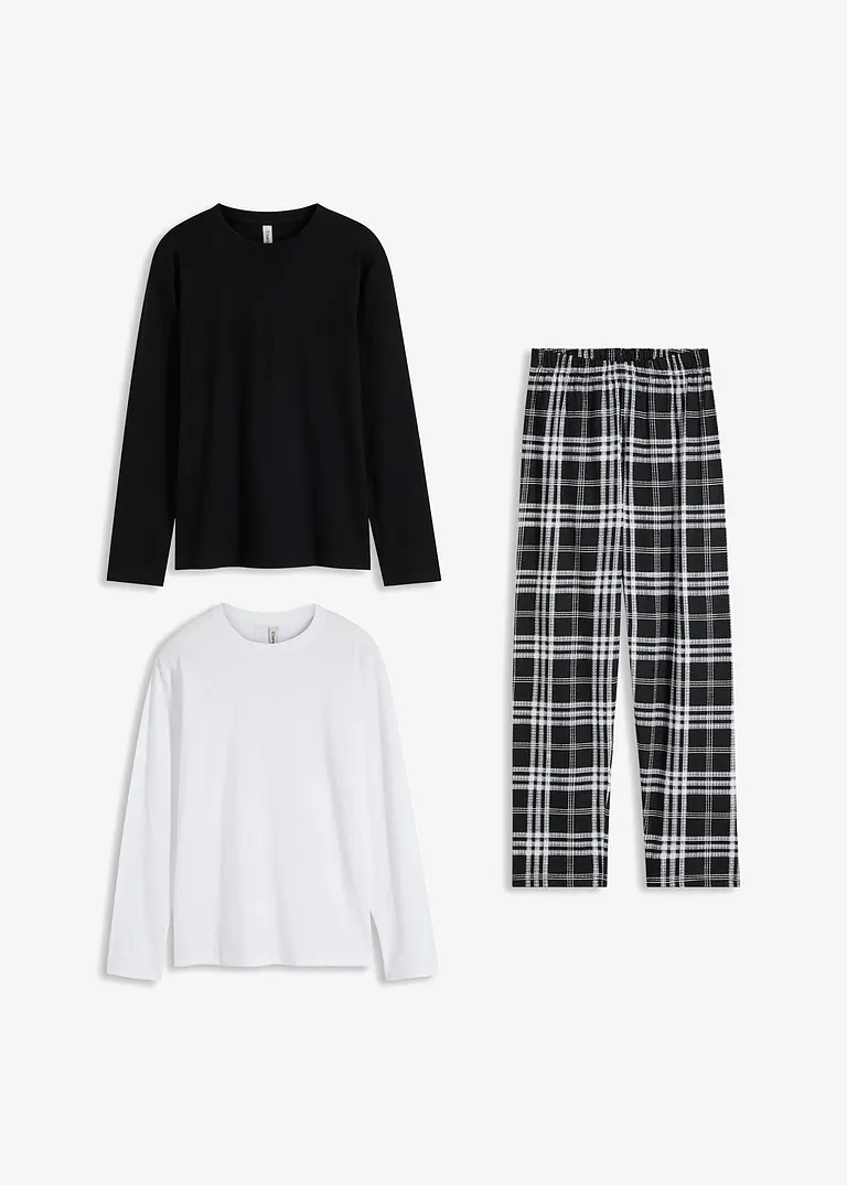 bonprix Schönes Kinder Pyjama (3-tlg. Set) mit 2 Shirt und einer Hose Super Sparpreis