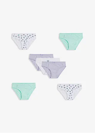 bonprix Schöner Mädchen Slip im 7er Pack. - weiß bedruckt+puderlila+mint Letzte 2 Tage