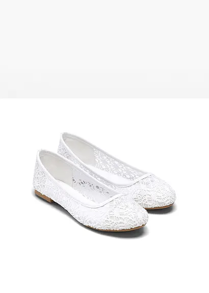 bonprix Verspielte Ballerina mit Spitze - weiß - Damen Kostenloser Versand international