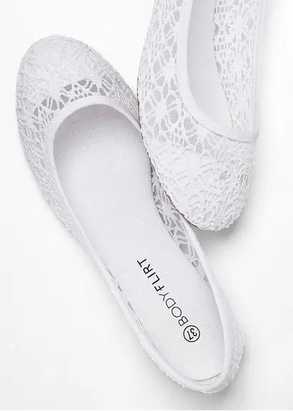 bonprix Verspielte Ballerina mit Spitze - weiß - Damen Kostenloser Versand international