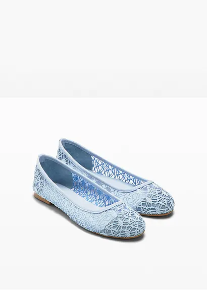 bonprix Verspielte Ballerina mit Spitze - blau - Damen Fabrikladen
