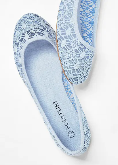 bonprix Verspielte Ballerina mit Spitze - blau - Damen Fabrikladen