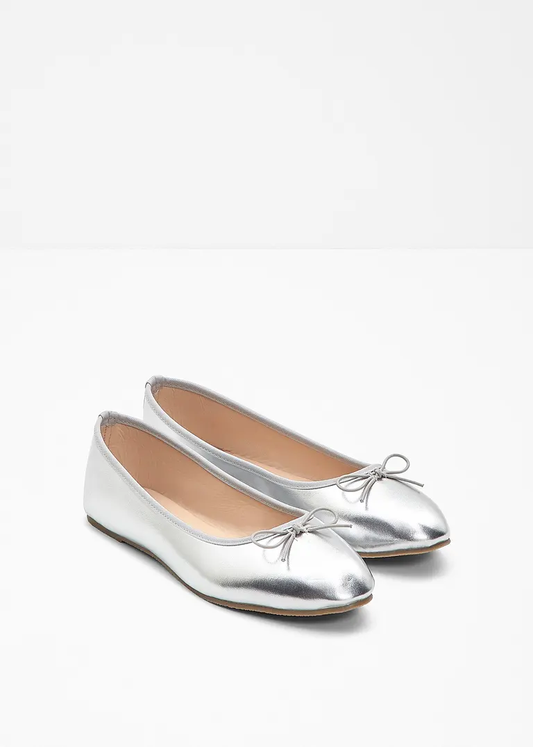 bonprix Niedliche Ballerina mit Schleife - silber - Damen Black Friday Preise