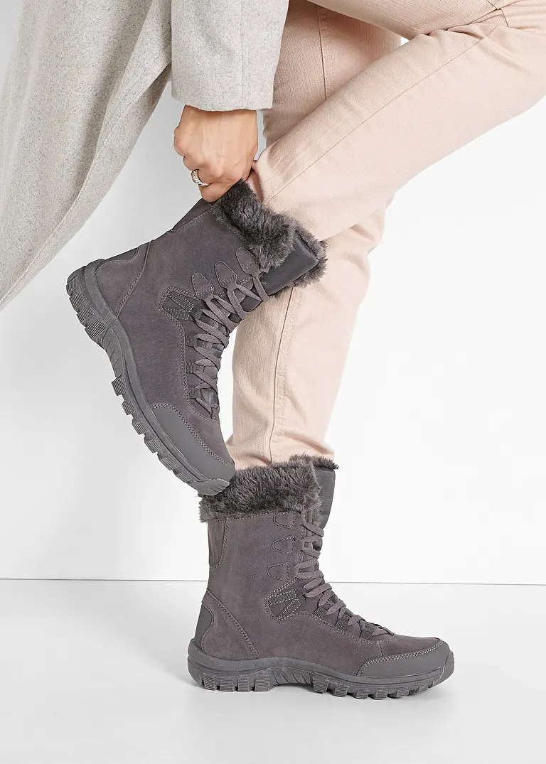 bonprix Warmer Winter Schnür Boot mit Tex-Membran - grau Verkauf