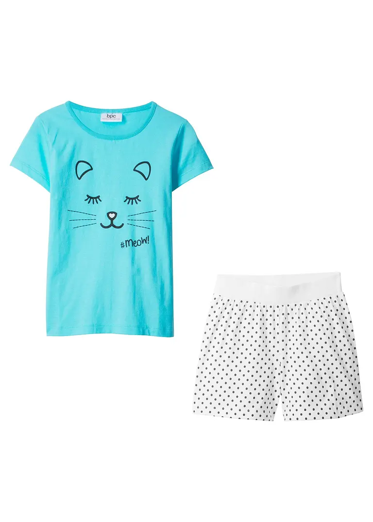 bonprix Bedruckter Pyjama mit süßem Print - aqua/weiß bedruckt Fabrik Onlineshop