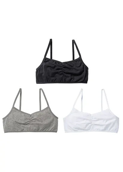 bonprix Komfortables Bustier im 3er Pack - weiß/schwarz/hellgrau meliert Sonderangebot