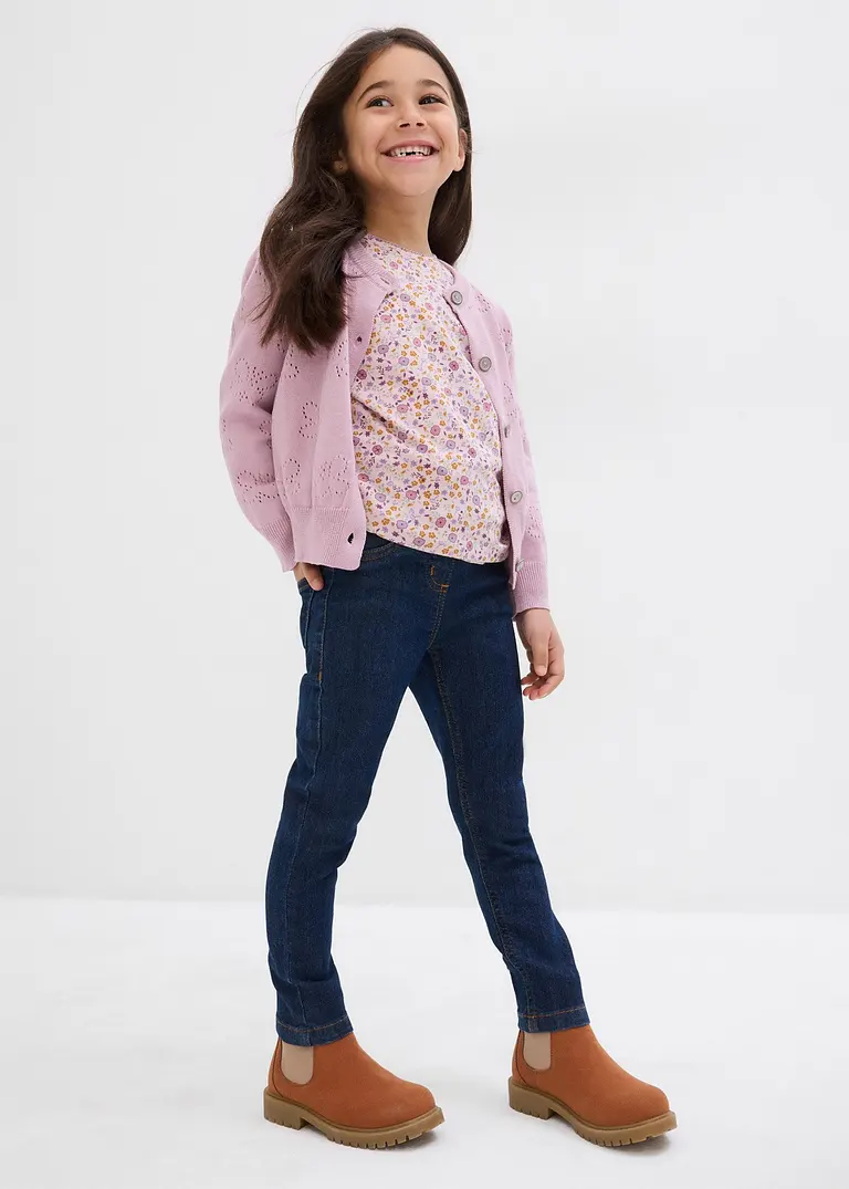 bonprix Bequeme Mädchen Jeggings - blau - Kinder Preisnachlass