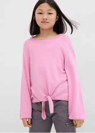 bonprix Weicher Mädchen Feinstrickpullover mit Knotendetail - rosa Weihnachtsangebot