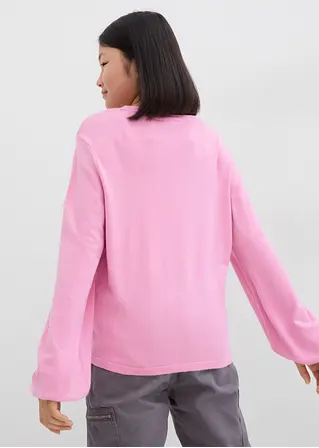 bonprix Weicher Mädchen Feinstrickpullover mit Knotendetail - rosa Weihnachtsangebot