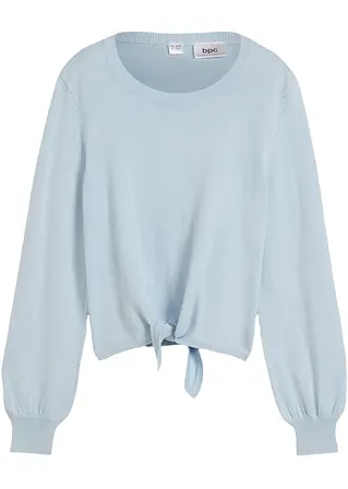 bonprix Weicher Mädchen Feinstrickpullover mit Knotendetail - blau Osterangebot